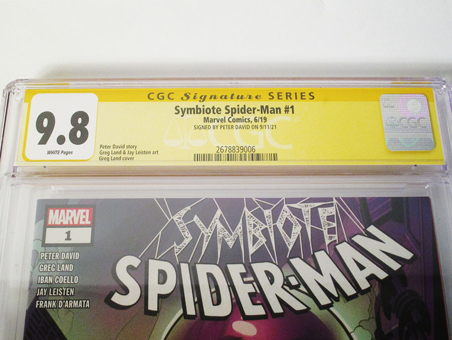 Symbiote Spider-Man #1 Cover Q 1st Ptg Regular Greg Land Cover Signed By Peter David CGC 9.8