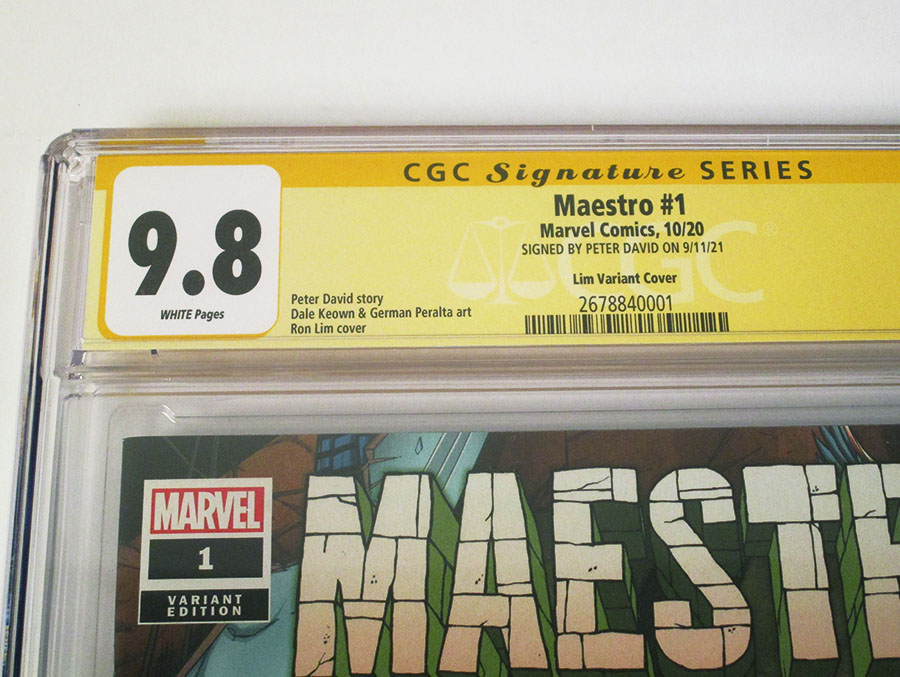 Maestro #1 Cover J Variant Ron Lim Cover Signed By Peter David CGC 9.8