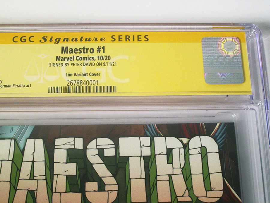 Maestro #1 Cover J Variant Ron Lim Cover Signed By Peter David CGC 9.8