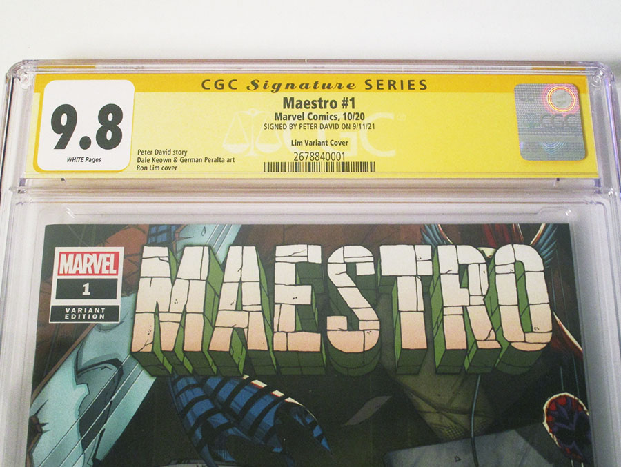 Maestro #1 Cover J Variant Ron Lim Cover Signed By Peter David CGC 9.8
