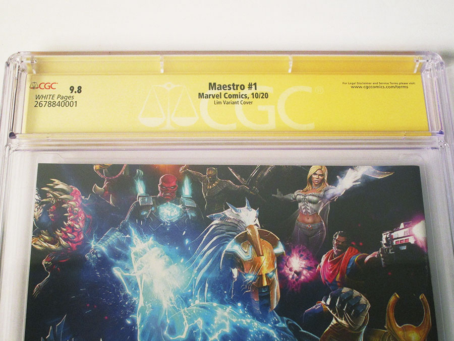 Maestro #1 Cover J Variant Ron Lim Cover Signed By Peter David CGC 9.8