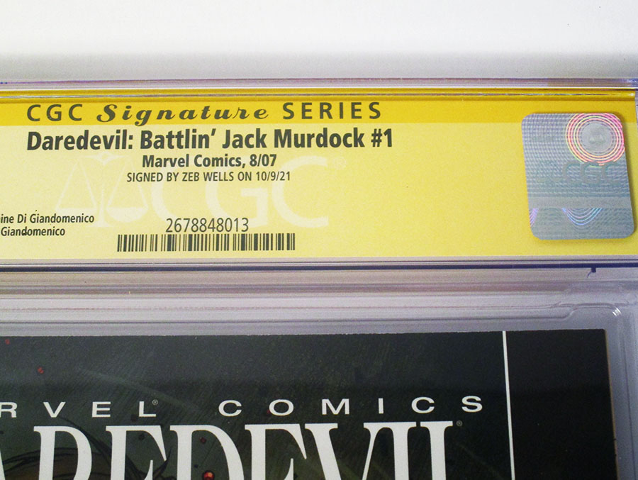 Daredevil Battlin Jack Murdock #1 Cover B Signed By Zeb Wells CGC 9.8