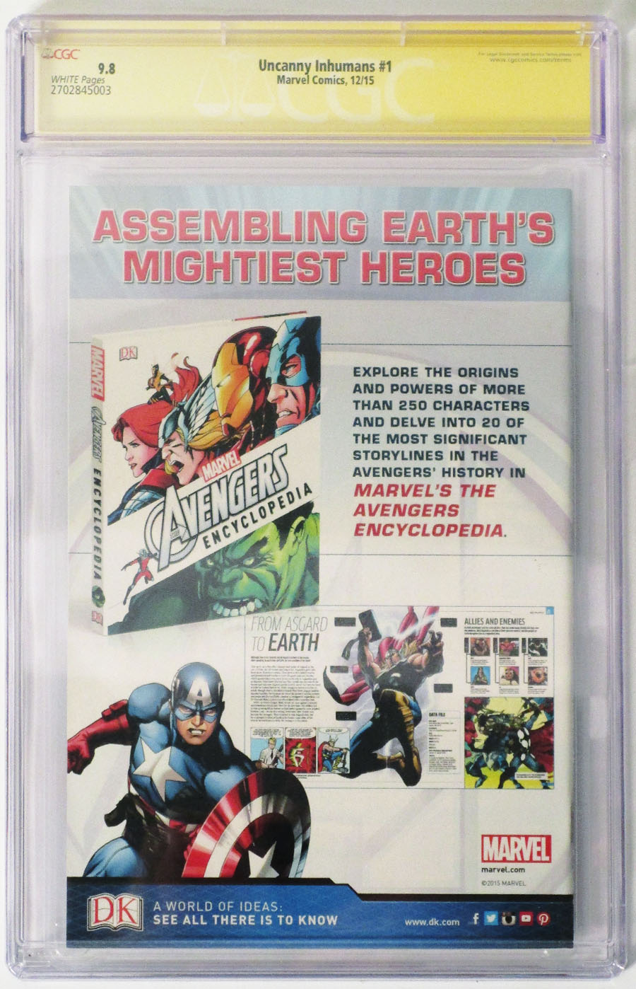 Uncanny Inhumans #1 Cover L Regular Steve McNiven Cover Signed By Charles Soule CGC 9.8