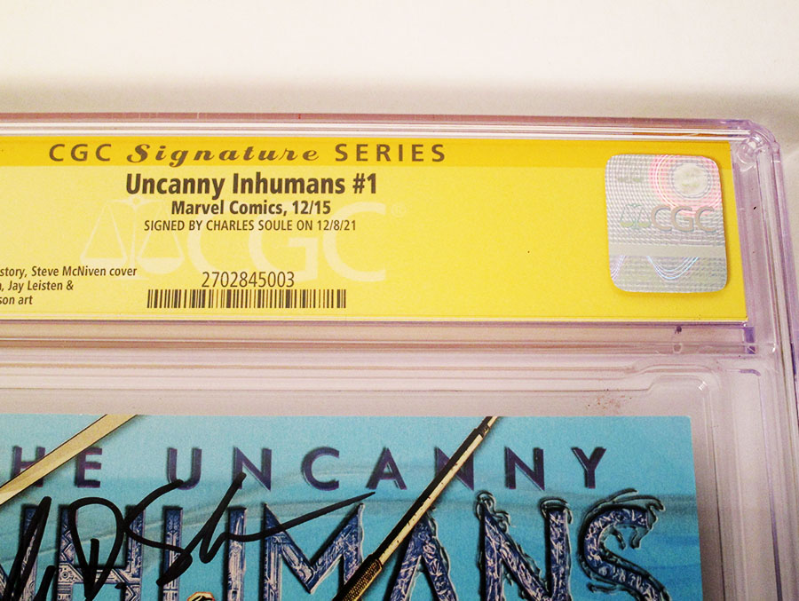 Uncanny Inhumans #1 Cover L Regular Steve McNiven Cover Signed By Charles Soule CGC 9.8