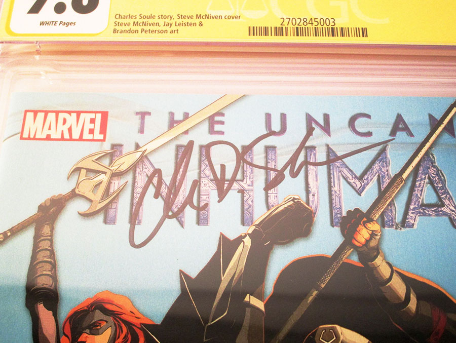 Uncanny Inhumans #1 Cover L Regular Steve McNiven Cover Signed By Charles Soule CGC 9.8