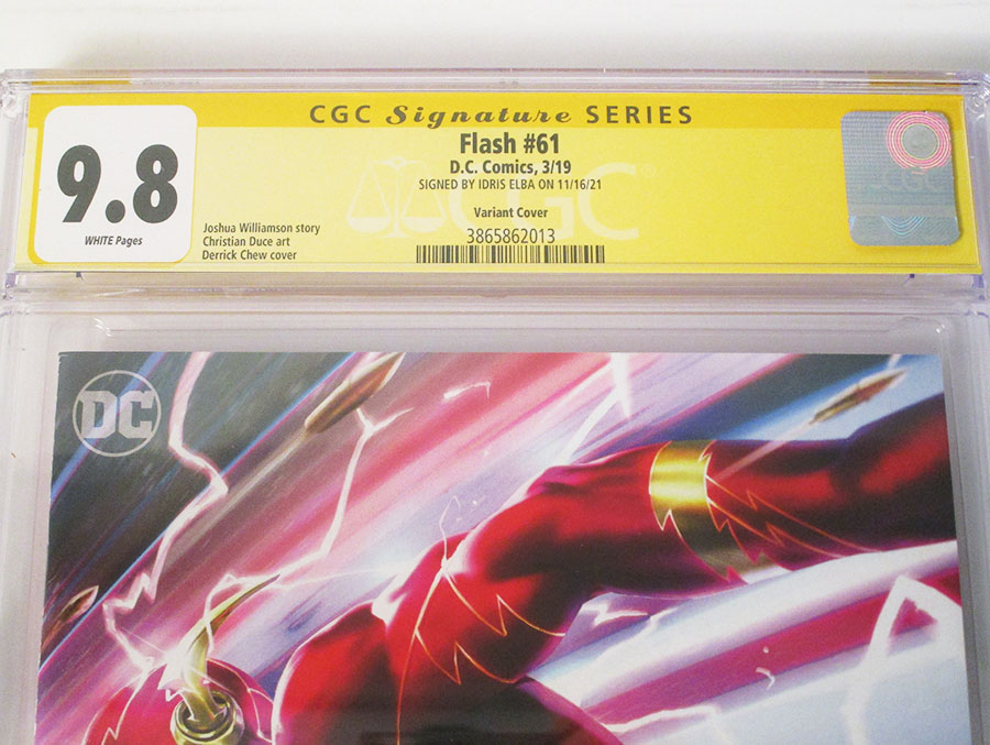 Flash Vol 5 #61 Cover E Variant Derrick Chew Cover Signed By Idris Elba CGC 9.8