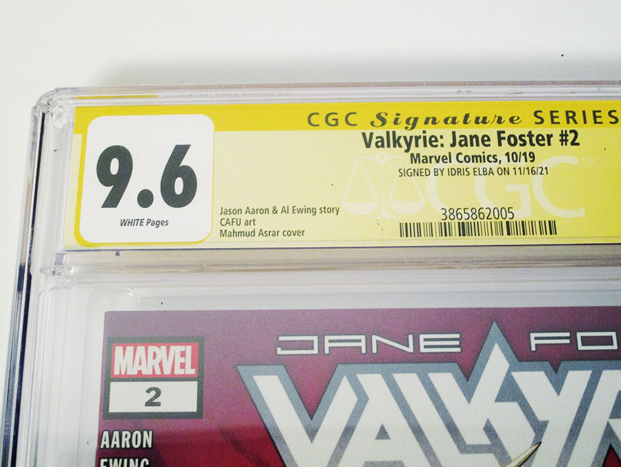 Valkyrie Jane Foster #2 Cover E 1st Ptg Regular Mahmud Asrar Cover Signed By Idris Elba CGC 9.6