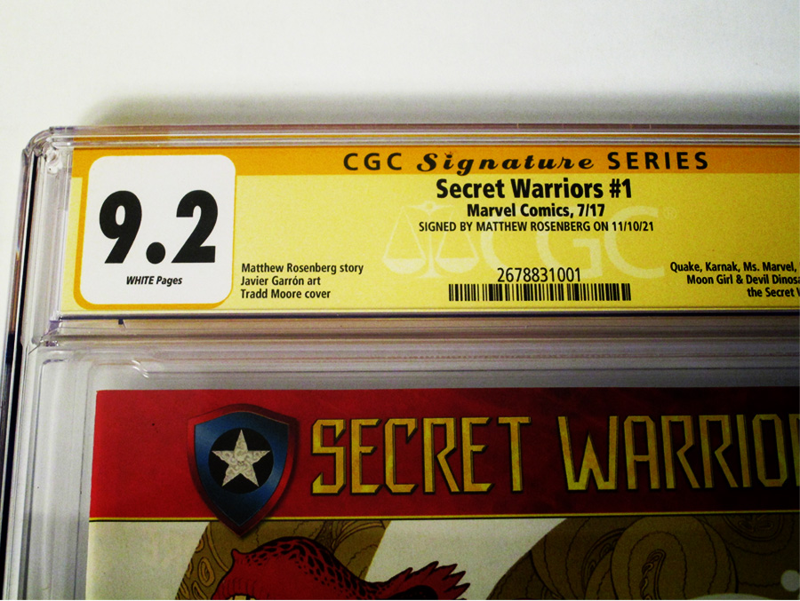 Secret Warriors Vol 2 #1 Cover G Regular Tradd Moore Cover Signed By Matthew Rosenberg CGC 9.2