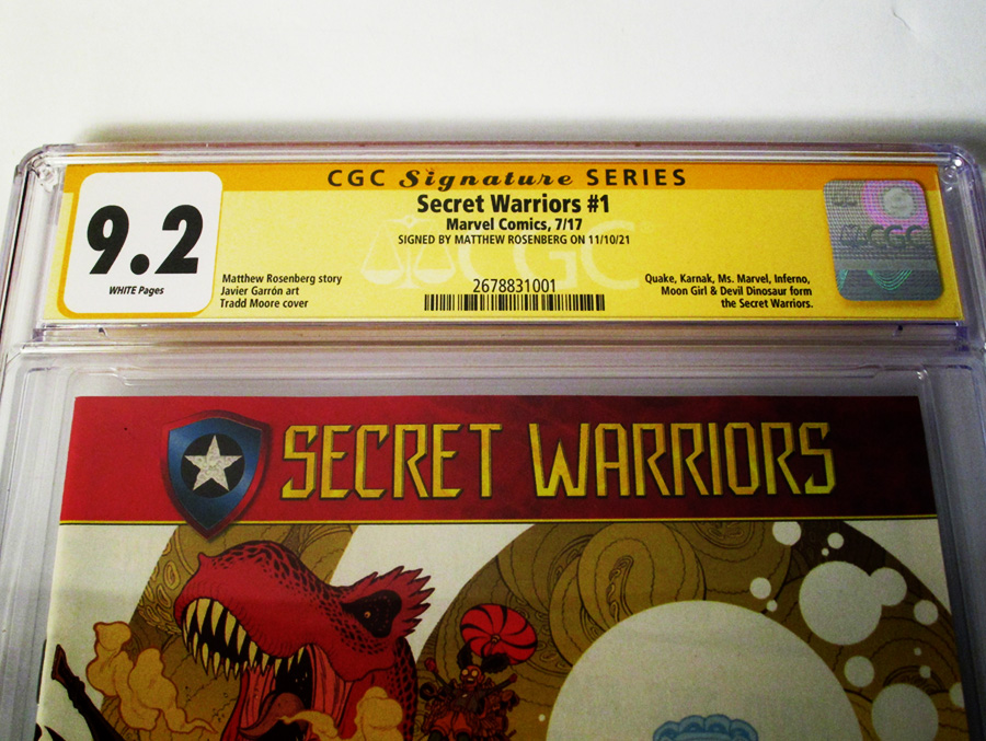Secret Warriors Vol 2 #1 Cover G Regular Tradd Moore Cover Signed By Matthew Rosenberg CGC 9.2