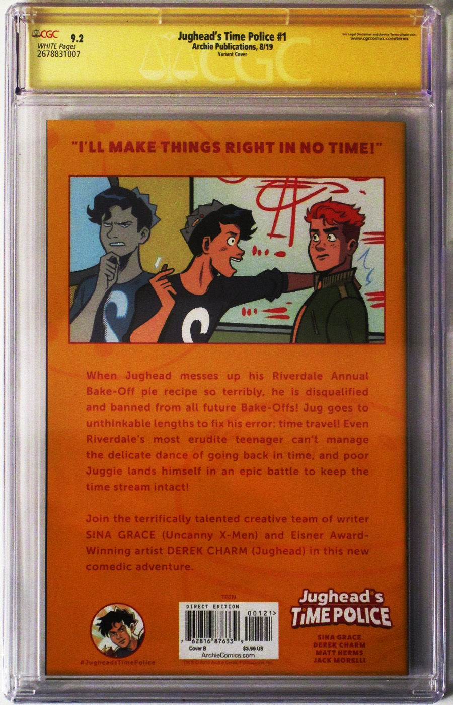 Jugheads Time Police Vol 2 #1 Cover F Variant Tyler Boss Cover Signed By Tyler Boss CGC 9.2