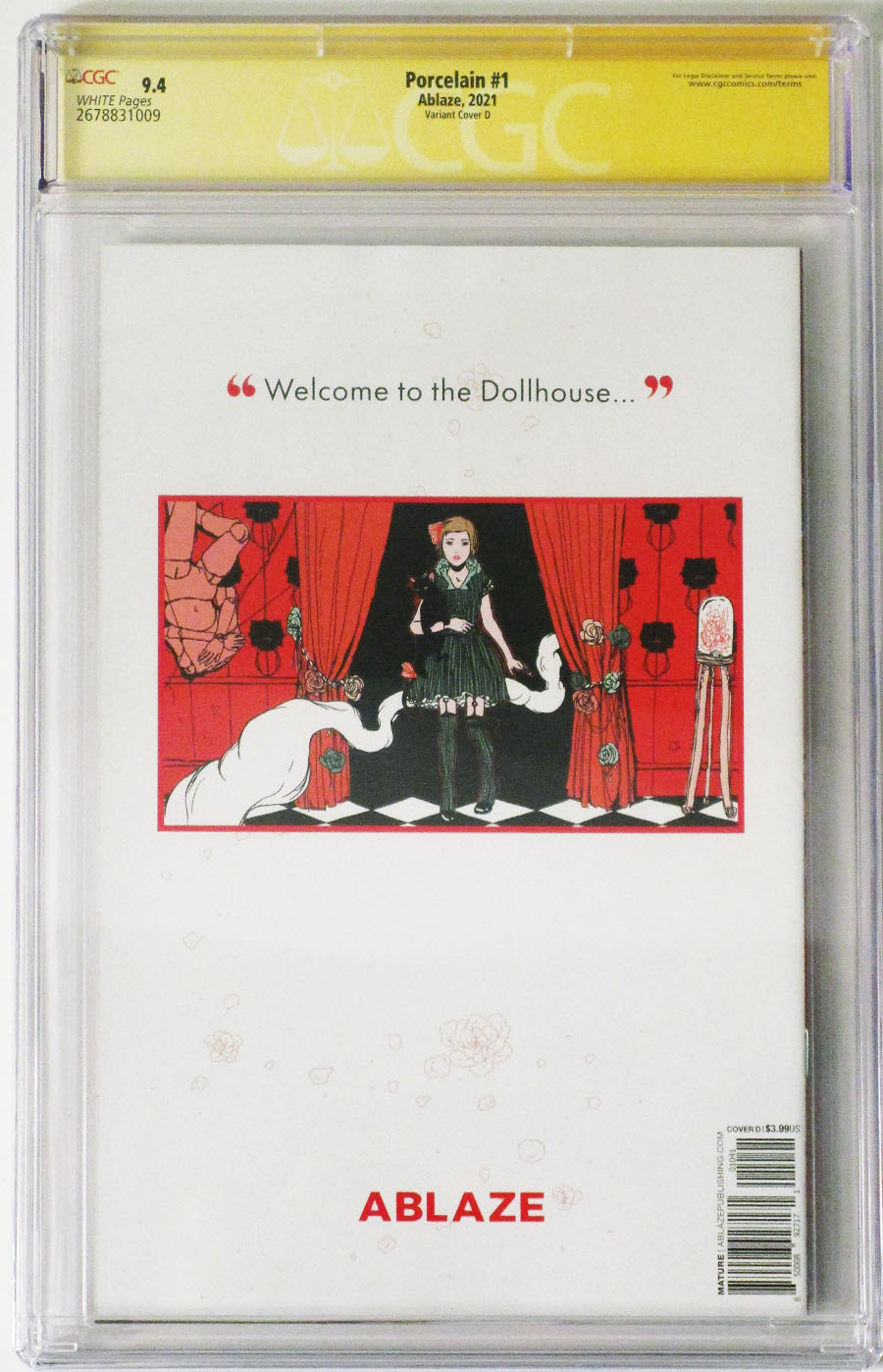 Maria Llovets Porcelain #1 Cover O Variant Tyler Boss Cover Signed By Tyler Boss CGC 9.4