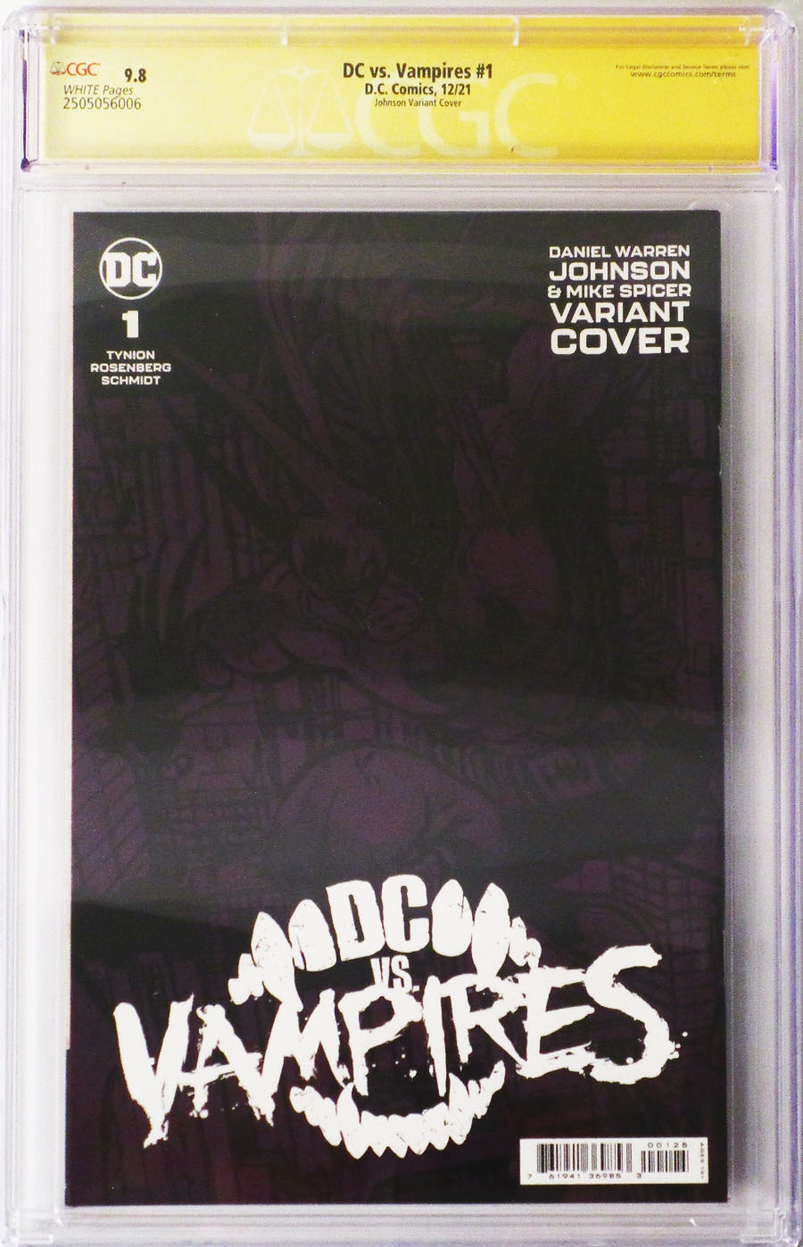 DC Vs Vampires #1 Cover O Incentive Daniel Warren Johnson Card Stock Variant Cover Signed By James Tynion IV and Matthew Rosenberg CGC 9.8