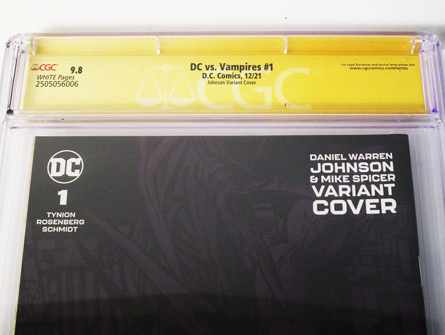 DC Vs Vampires #1 Cover O Incentive Daniel Warren Johnson Card Stock Variant Cover Signed By James Tynion IV and Matthew Rosenberg CGC 9.8