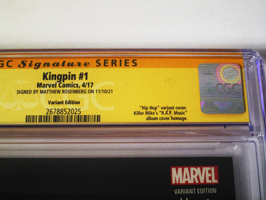 Kingpin Vol 2 #1 Cover I Variant Julian Totino Tedesco Marvel Hip-Hop Cover Signed By Matthew Rosenberg CGC 9.6