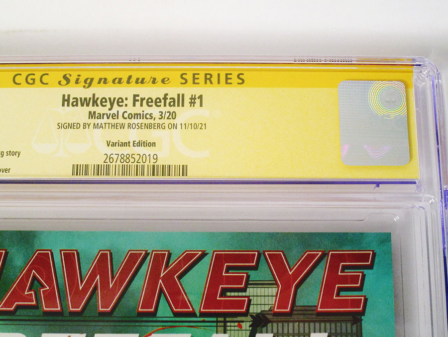 Hawkeye Freefall #1 Cover H Incentive Elizabeth Torque Variant Cover Signed By Matthew Rosenberg CGC 9.4