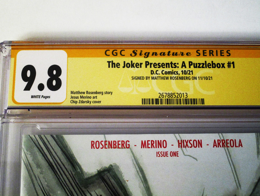Joker Presents A Puzzlebox #1 Cover F Regular Chip Zdarsky Cover Signed By Matthew Rosenberg CGC 9.8