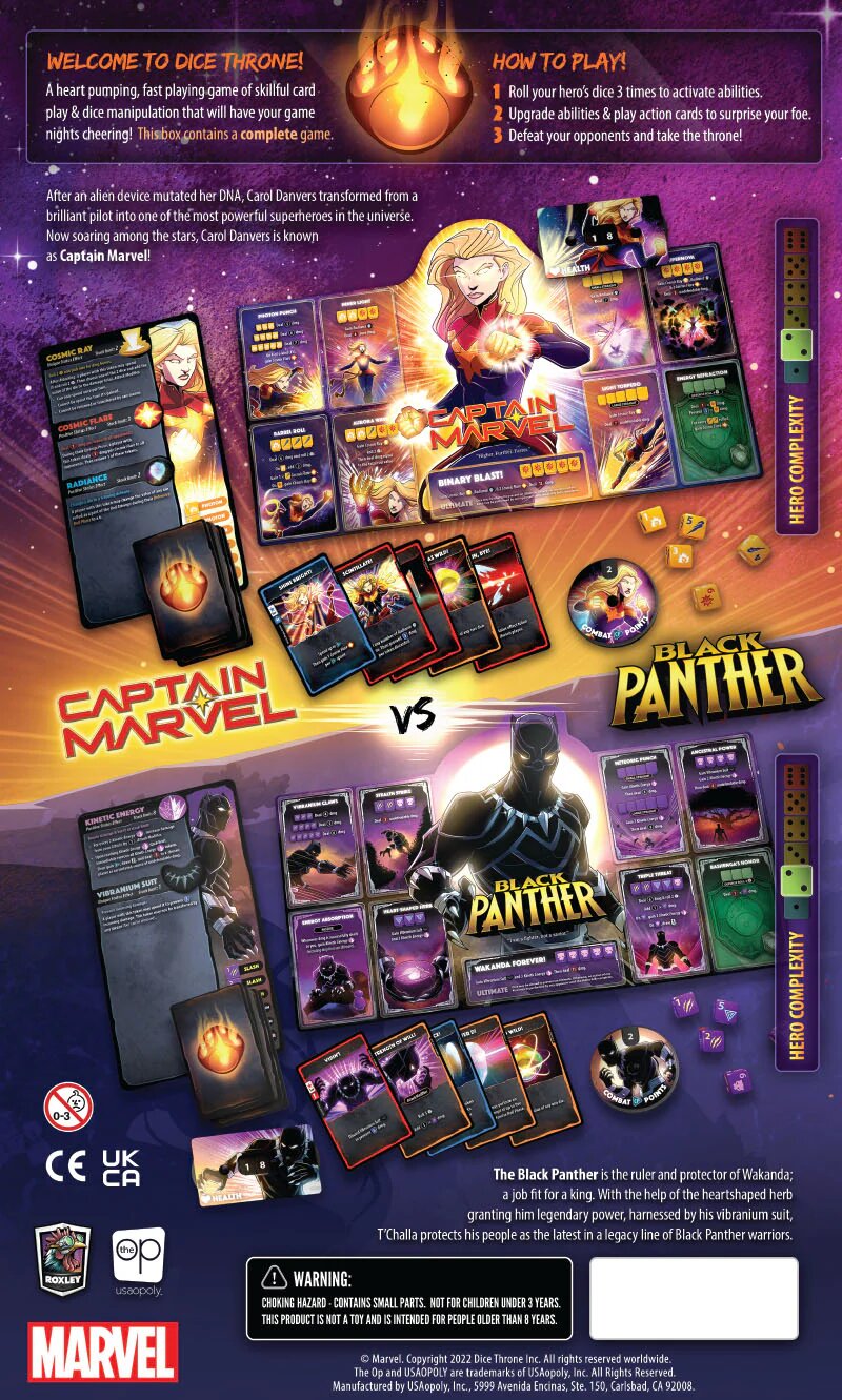 Dice Throne Marvel 2-Hero Box 1 (Captain Marvel & Black Panther)