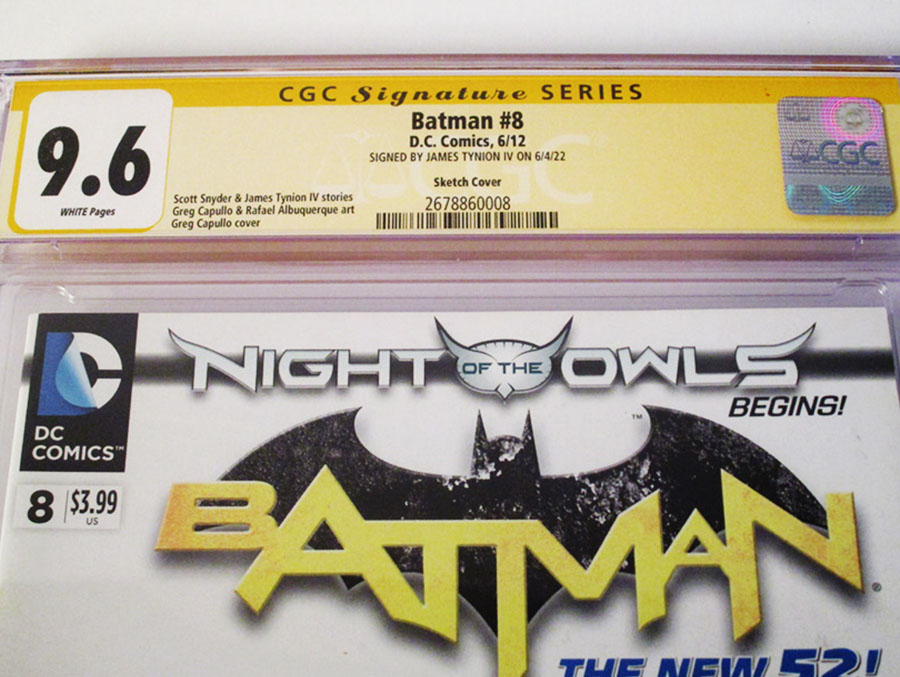 Batman Vol 2 #8 Cover H Incentive Greg Capullo Sketch Cover Signed By James Tynion IV CGC 9.6