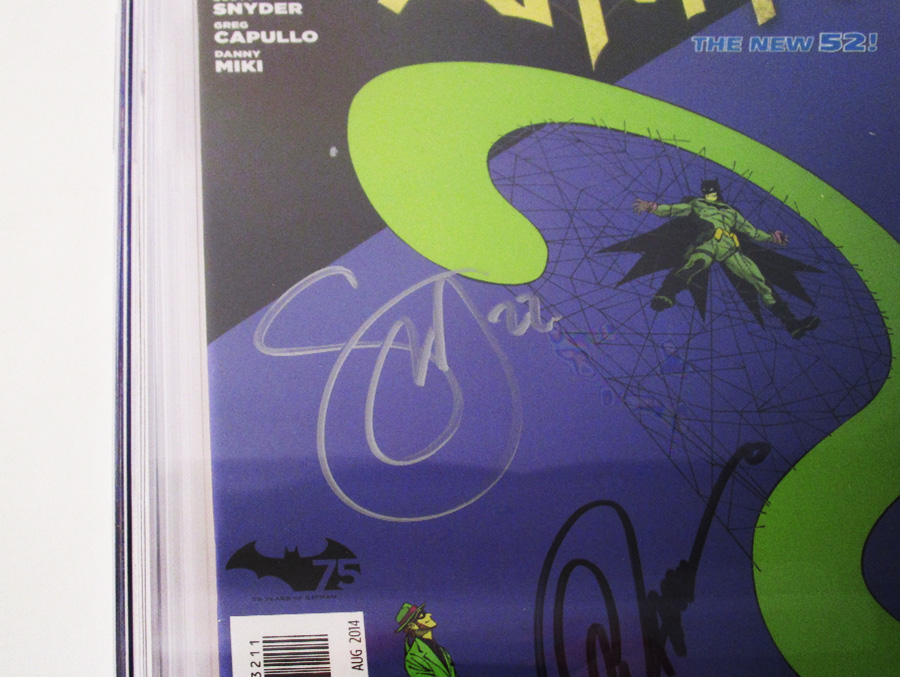 Batman Vol 2 #32 Cover F Regular Greg Capullo Cover (Zero Year Tie-In) Signed By Scott Snyder and Greg Capullo CGC 9.4