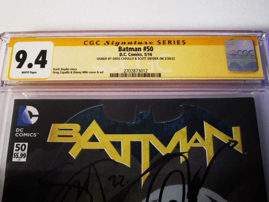 Batman Vol 2 #50 Cover M Regular Greg Capullo Cover Signed By Scott Snyder and Greg Capullo CGC 9.4