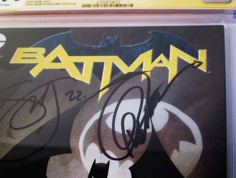 Batman Vol 2 #50 Cover M Regular Greg Capullo Cover Signed By Scott Snyder and Greg Capullo CGC 9.4