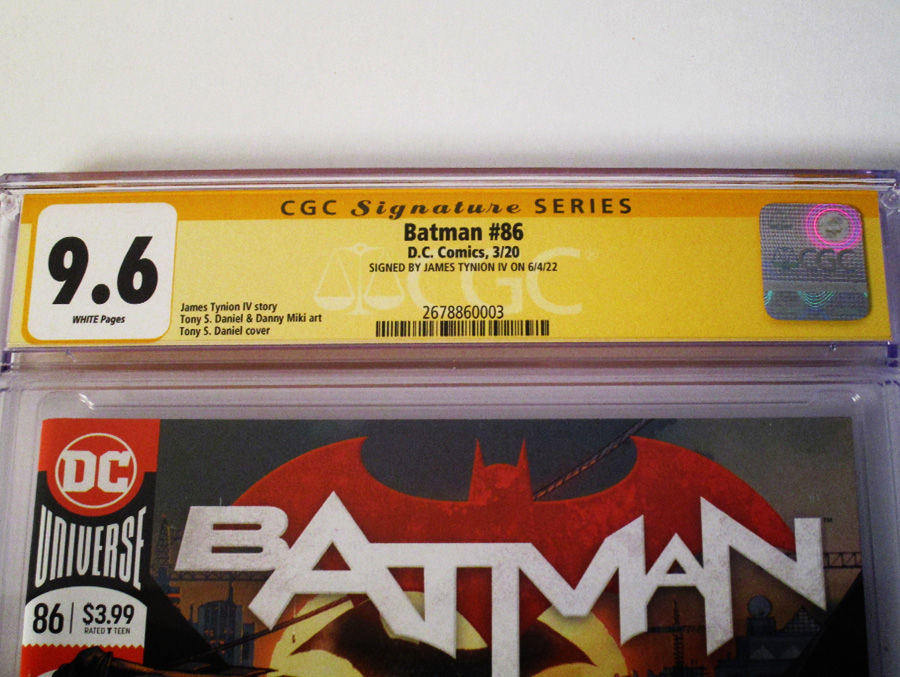 Batman Vol 3 #86 Cover F 1st Ptg Regular Tony S Daniel Cover Signed By James Tynion IV CGC 9.6