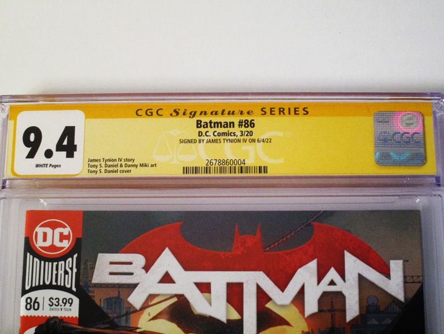Batman Vol 3 #86 Cover H 1st Ptg Regular Tony S Daniel Cover Signed By James Tynion IV CGC 9.4