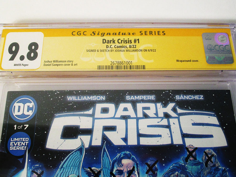 Dark Crisis #1 Cover W Regular Daniel Sampere Wraparound Cover Signed By Joshua Williamson CGC 9.8