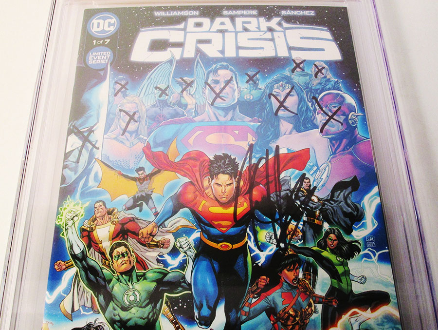 Dark Crisis #1 Cover W Regular Daniel Sampere Wraparound Cover Signed By Joshua Williamson CGC 9.8