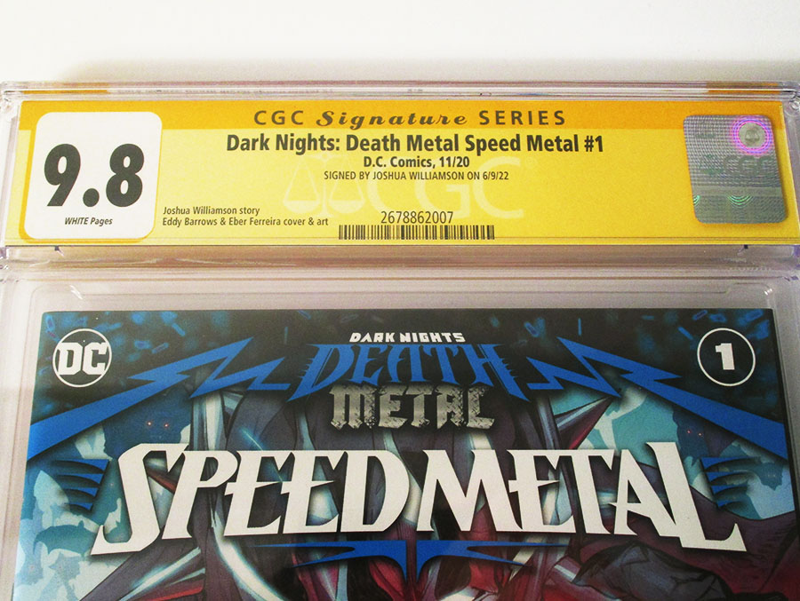 Dark Nights Death Metal Speed Metal #1 (One Shot) Cover E Regular Howard Porter Card Stock Cover Signed By Joshua Williamson CGC 9.8
