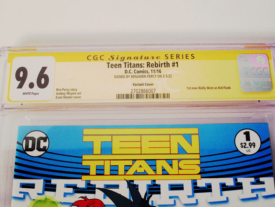 Teen Titans Rebirth #1 Cover D Variant Evan Doc Shaner Cover Signed by Benjamin Percy CGC 9.6