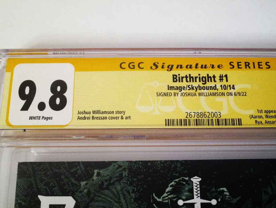 Birthright #1 Cover E 1st Ptg Regular Andrei Bressan Cover Signed By Joshua Williamson CGC 9.8