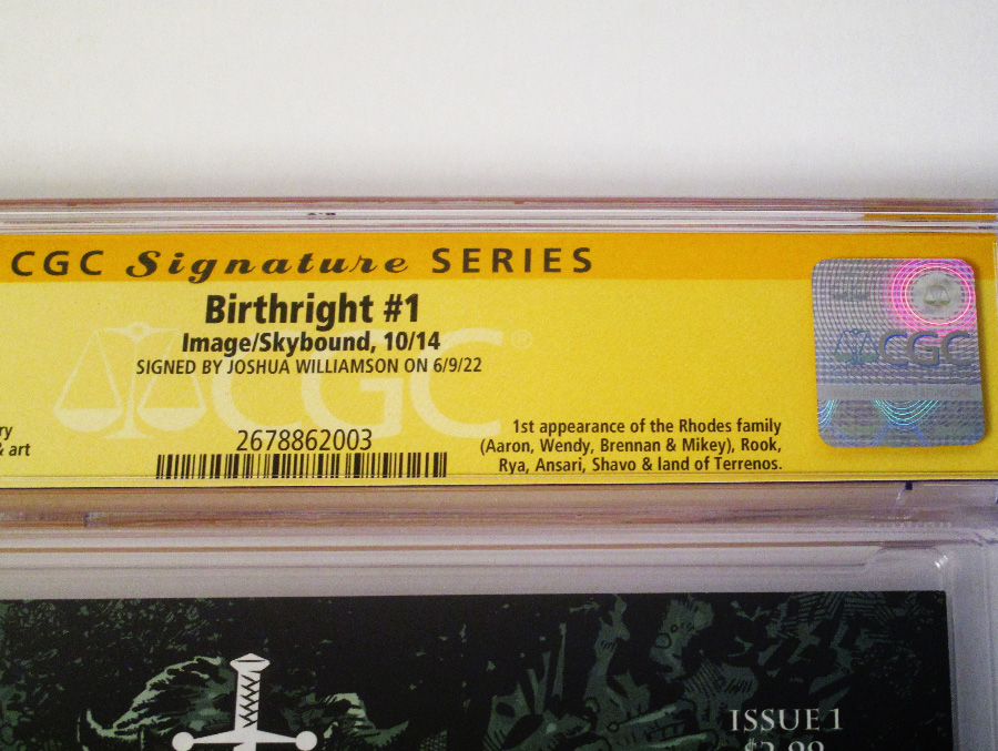 Birthright #1 Cover E 1st Ptg Regular Andrei Bressan Cover Signed By Joshua Williamson CGC 9.8