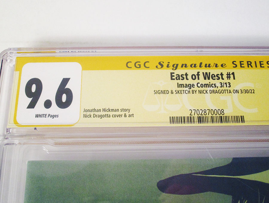 East Of West #1 Cover G 1st Ptg Signed By Nick Dragotta CGC 9.6