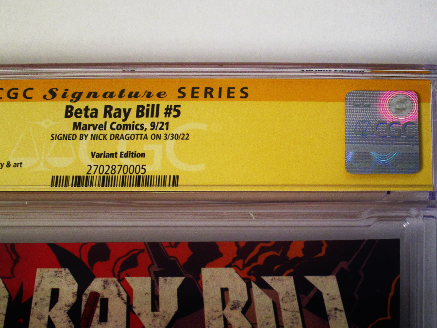 Beta Ray Bill #5 Cover C Incentive Nick Dragotta Variant Cover Signed By Nick Dragotta CGC 9.8