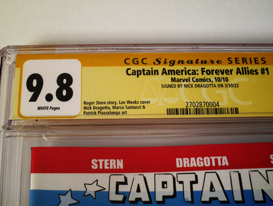 Captain America Forever Allies #1 Cover B Signed By Nick Dragotta CGC 9.8