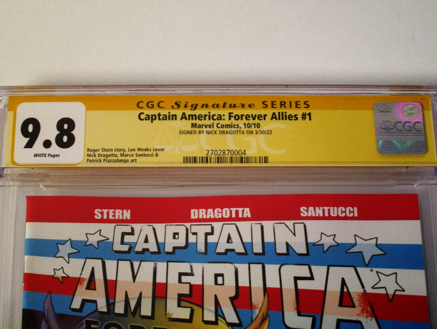 Captain America Forever Allies #1 Cover B Signed By Nick Dragotta CGC 9.8