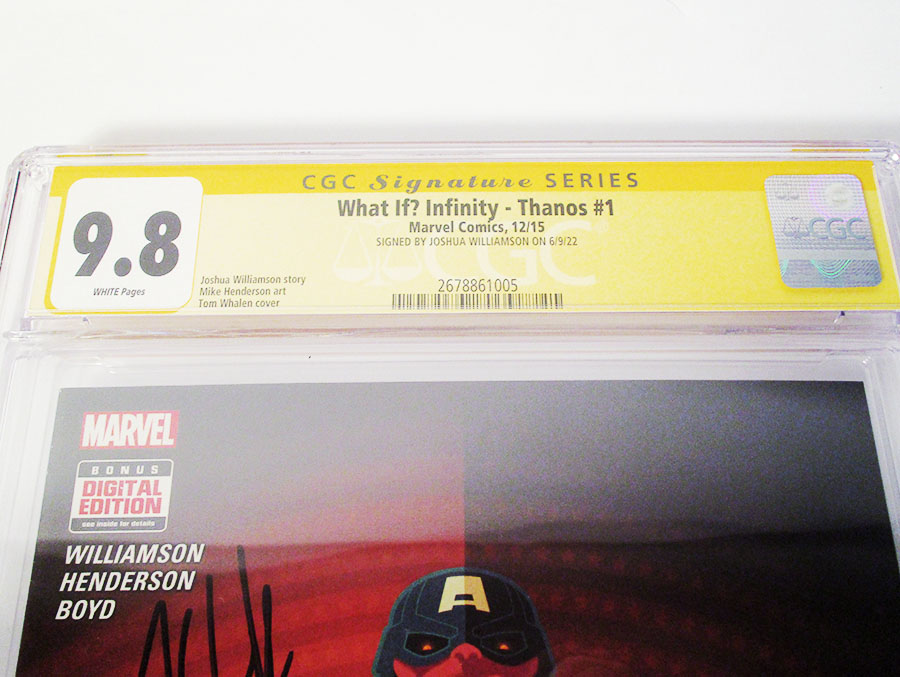 What If Infinity Thanos #1 Cover C Regular Tom Whalen Cover Signed By Joshua Williamson CGC 9.8