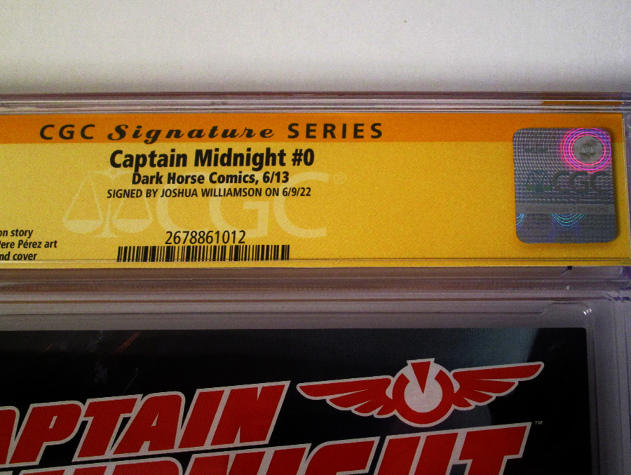Captain Midnight Vol 2 #0 Cover B Signed By Joshua Williamson CGC 9.8