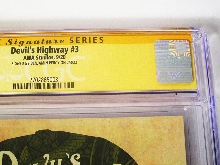 Devils Highway #3 Cover B Signed by Benjamin Percy CGC 9.8