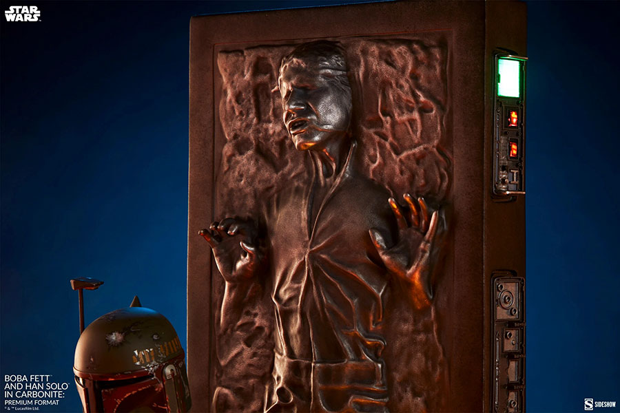 Star Wars Boba Fett And Han Solo In Carbonite Premium Format Figure