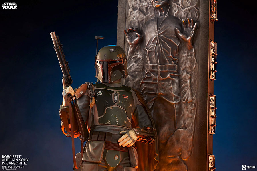 Star Wars Boba Fett And Han Solo In Carbonite Premium Format Figure