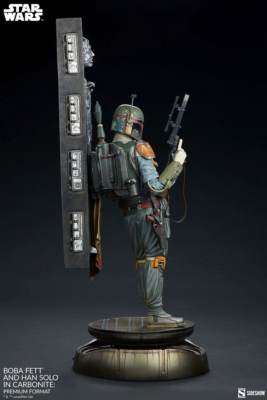 Star Wars Boba Fett And Han Solo In Carbonite Premium Format Figure