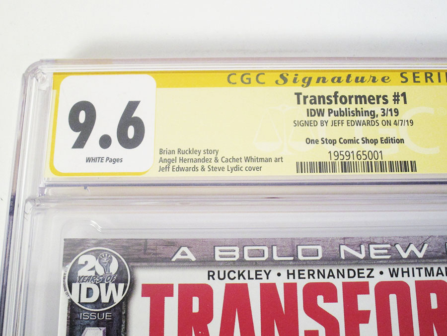 Transformers Vol 4 #1 Cover H CGC 9.6 One Stop Shop Edition Signed by Jeff Edwards