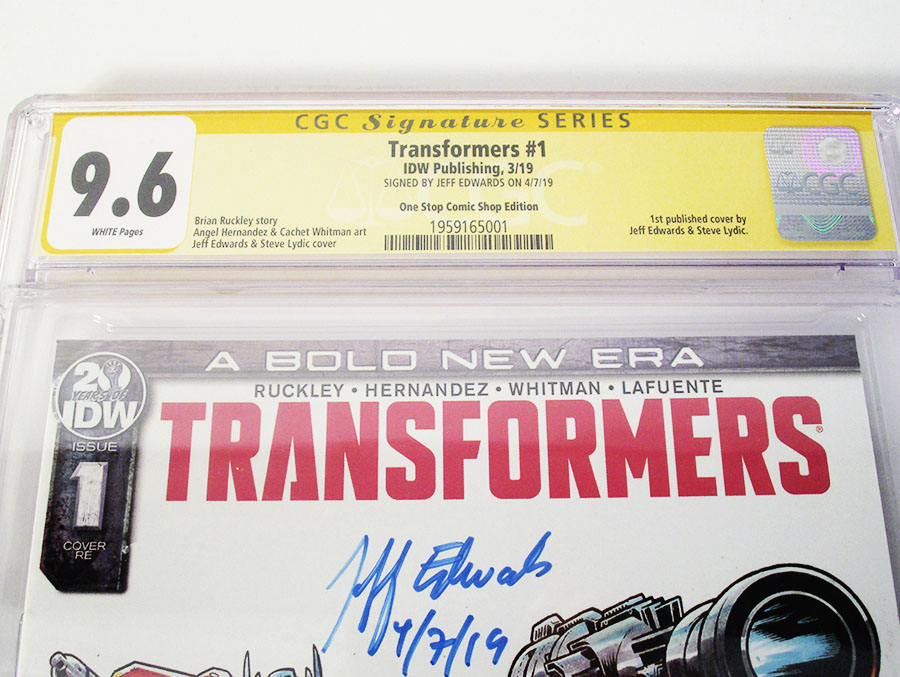 Transformers Vol 4 #1 Cover H CGC 9.6 One Stop Shop Edition Signed by Jeff Edwards