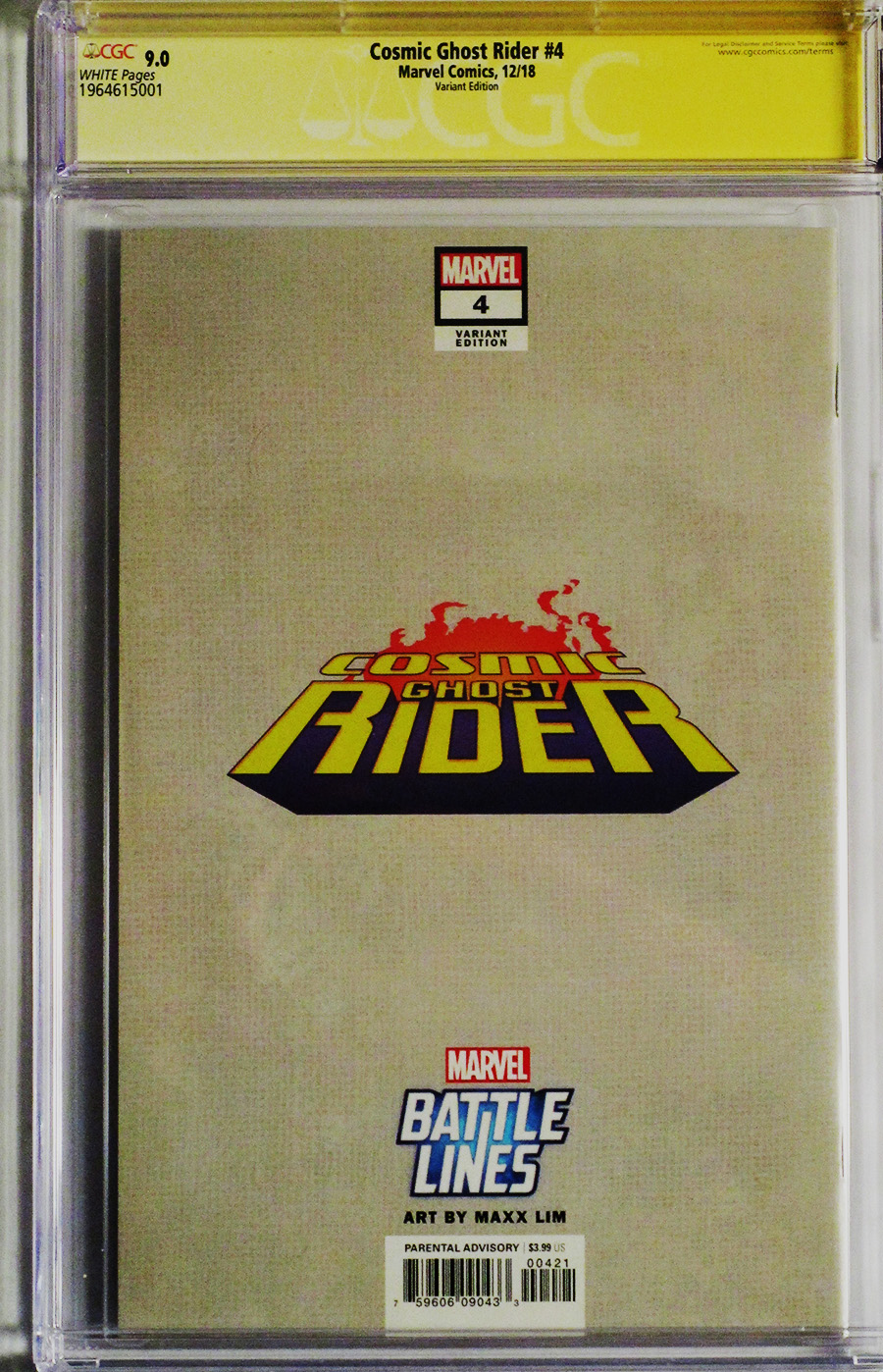 Cosmic Ghost Rider #4 Cover F Variant Maxx Lim Marvel Battle Lines Cover CGC Signature Series 9.0 Signed by Donny Cates