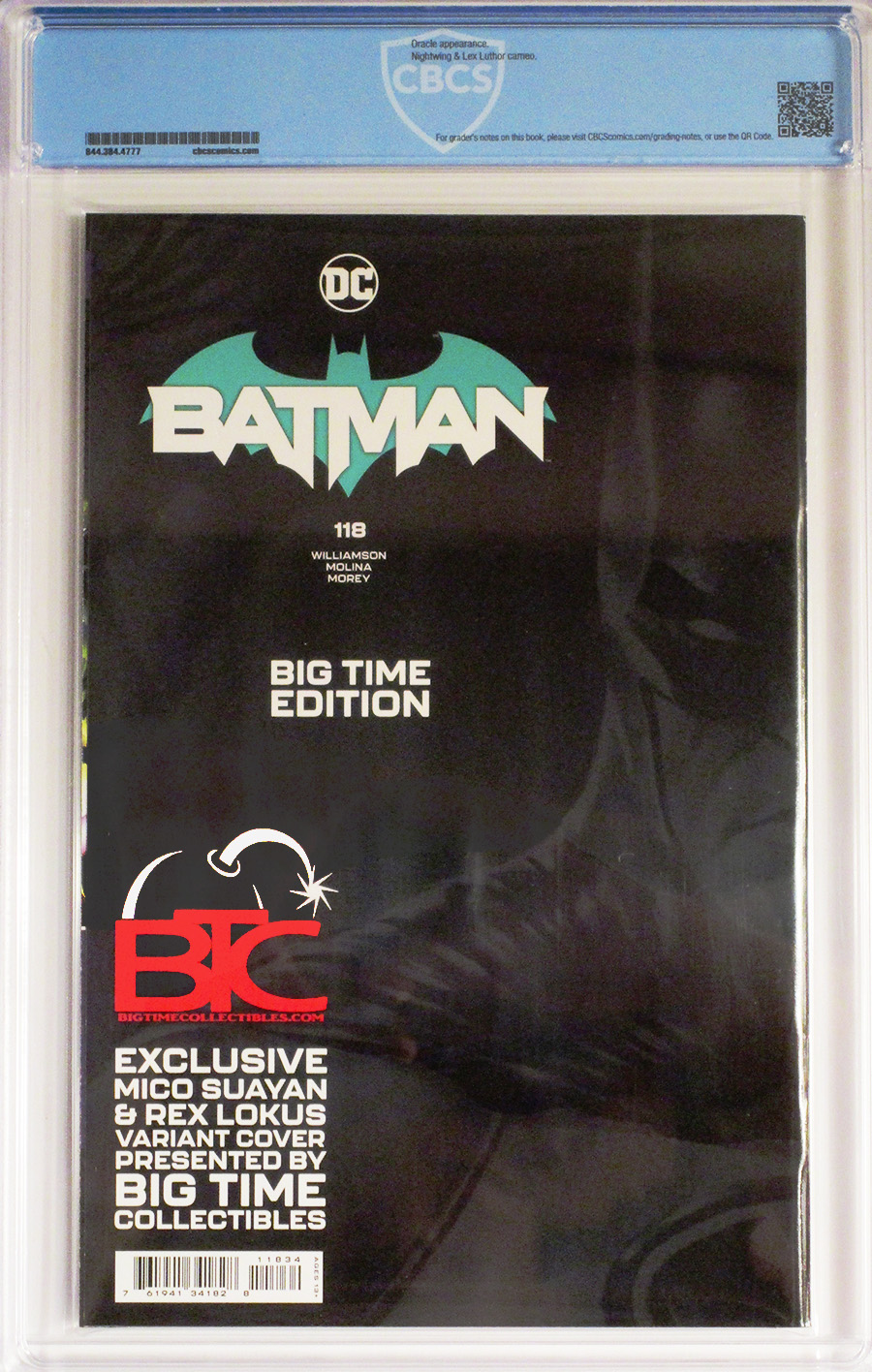 Batman Vol 3 #118 Cover L CBCS 9.8 Big Time Collectibles Edition Mico Suayan Virgin Variant Cover