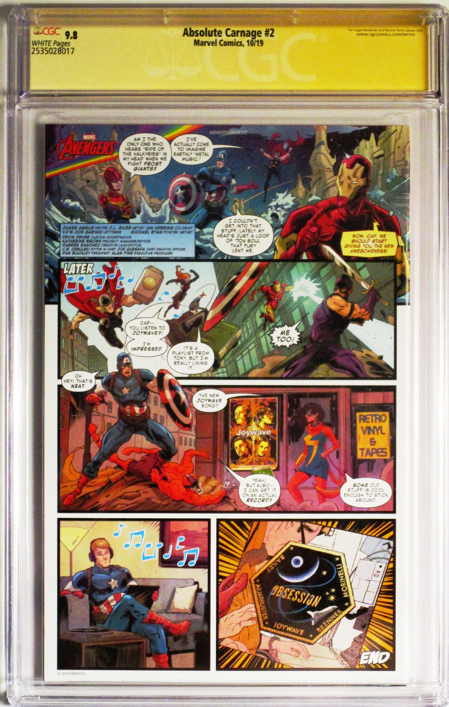 Absolute Carnage #2 Cover J CGC SS 9.8 Regular Ryan Stegman Cover Signed By Ryan Stegman
