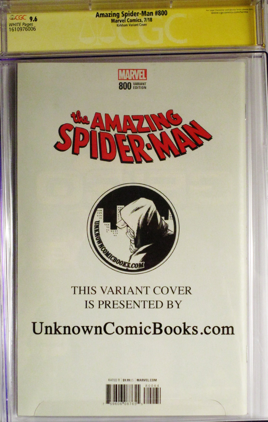 Amazing Spider-Man Vol 4 #800 Cover Z-J CGC SS 9.6 Signed By Tyler Kirkham Unkown Comics Exclusive Variant Cover