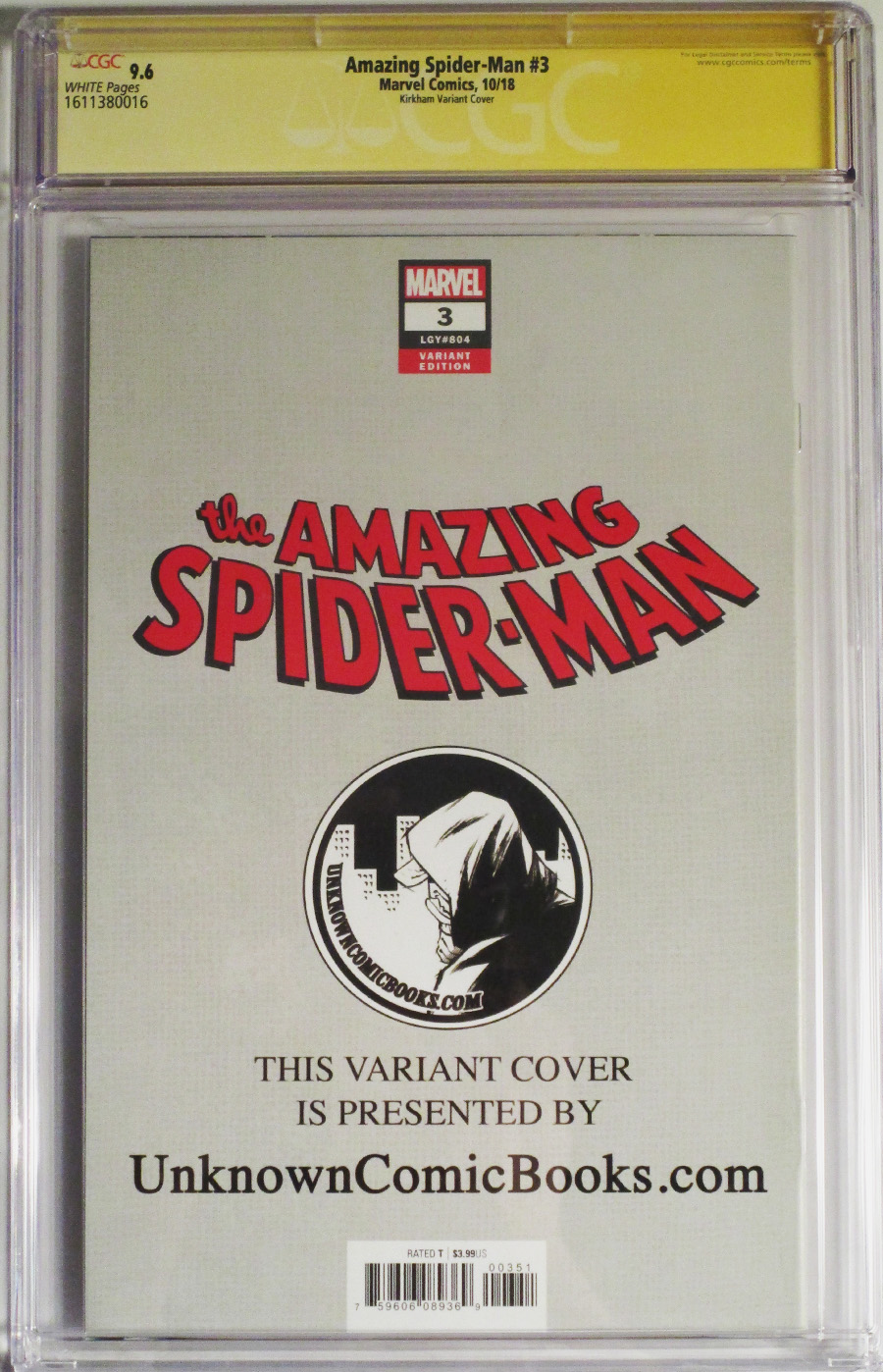 Amazing Spider-Man Vol 5 #3 Cover F Tyler Kirkham Variant CGC Signature Series 9.6 Signed by Tyler Kirkham